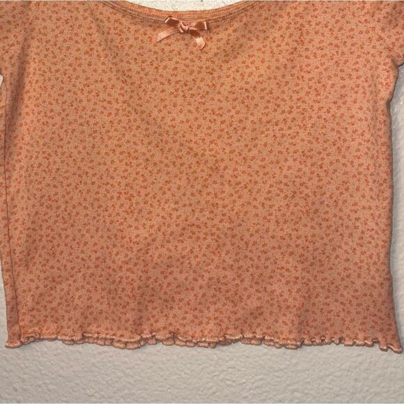 American Eagle Orange Floral Top woman's size small off the shoulder - Picture 9 of 16